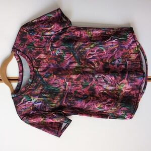 Lululemon High Neck Running and Training T-Shirt 4 6 Hyper Flow Pink Multi